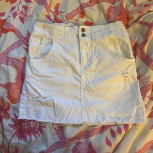 Free People White Denim Mini Skirt